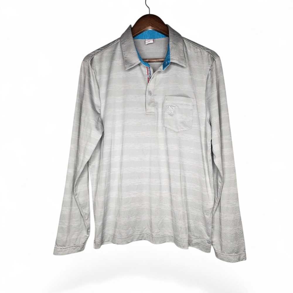 JDX Long-Sleeve Golf Perforance Polo Shirt in Gray Size M